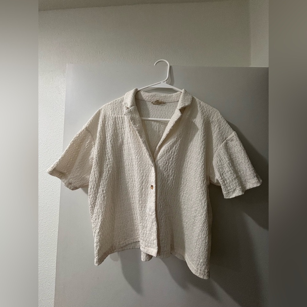 Cream Textured Women's Top
